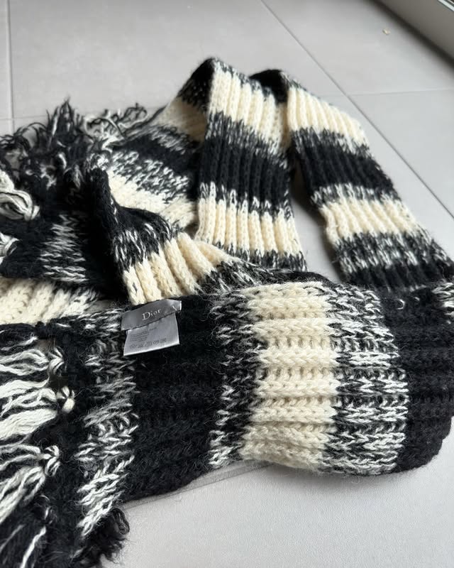 Dior Homme AW06 “These Grey Days” Wool fringe scarf