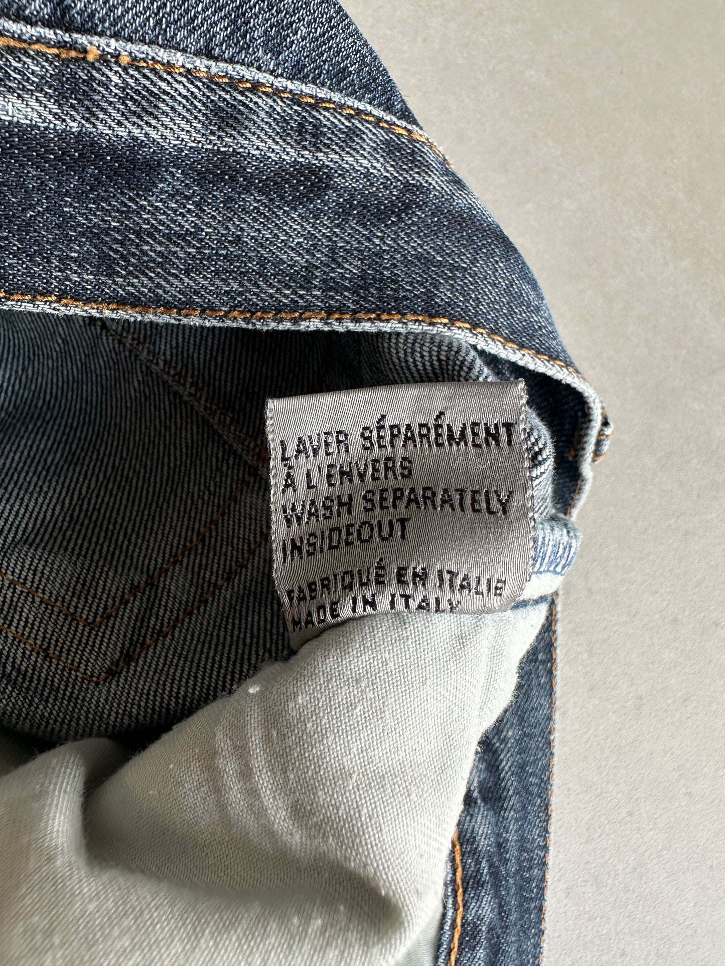 Dior homme AW04 “Victim of the crime” whiskered washed denim