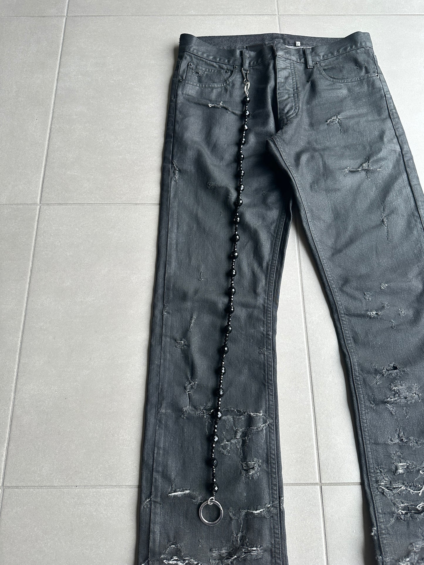 ディオールオム SS04 "Strip" オニキスビーズウォレットチェーン