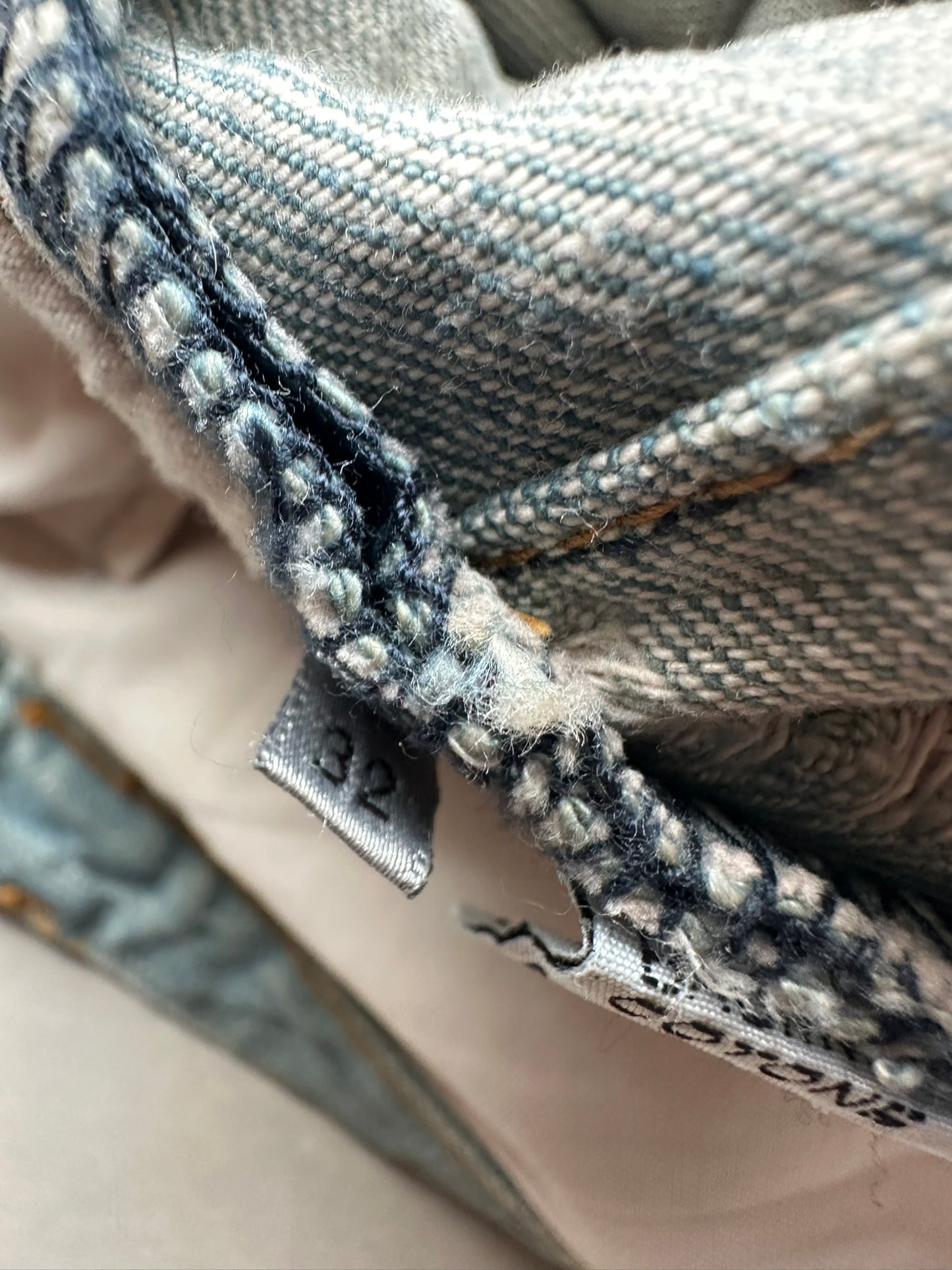 Dior Homme SS04 “Strip” waxed bleu claire clawmark denim