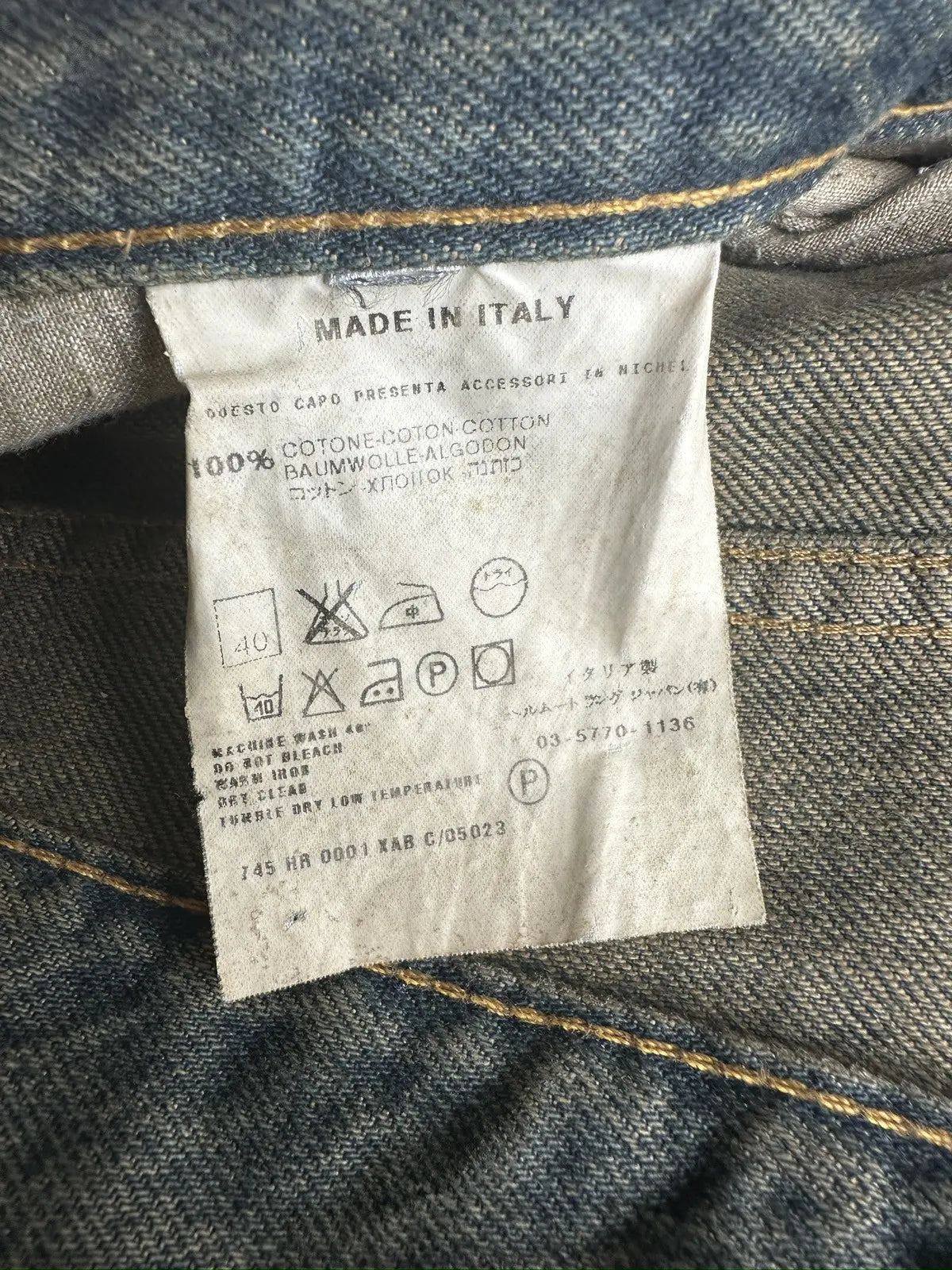 Helmut Lang vintage classic cut stained denim