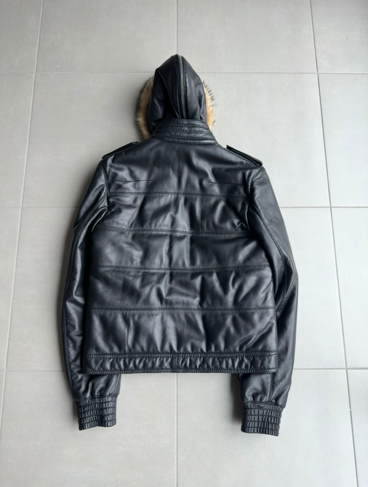 Dior Homme AW04 fur hooded leather jacket