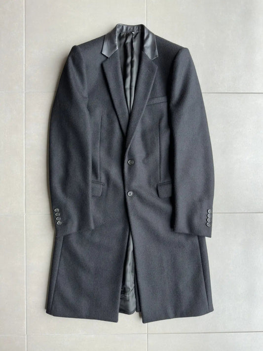 Dior homme AW02 “reflexion” lamb-skin collar lined long coat