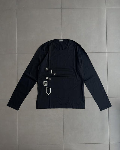 Dior homme AW02 “reflexion” embroidered crest long-sleeve shirt