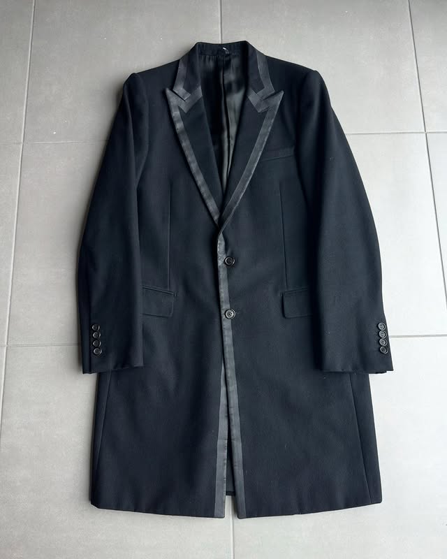Dior Homme AW03 “Luster” wax tape tuxedo coat