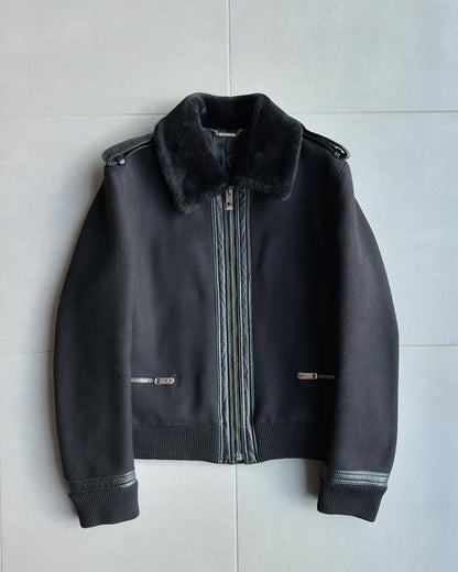 Dior Homme AW04 “VOTC” Shearling collar wool aviator jacket