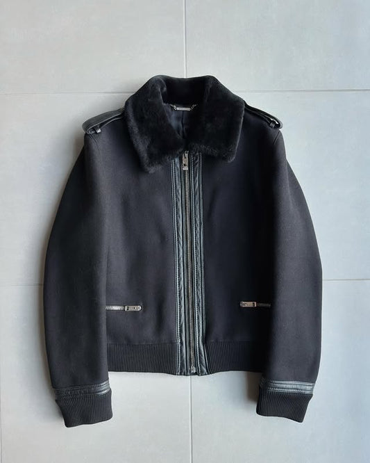 Dior Homme AW04 “VOTC” Shearling collar wool aviator jacket