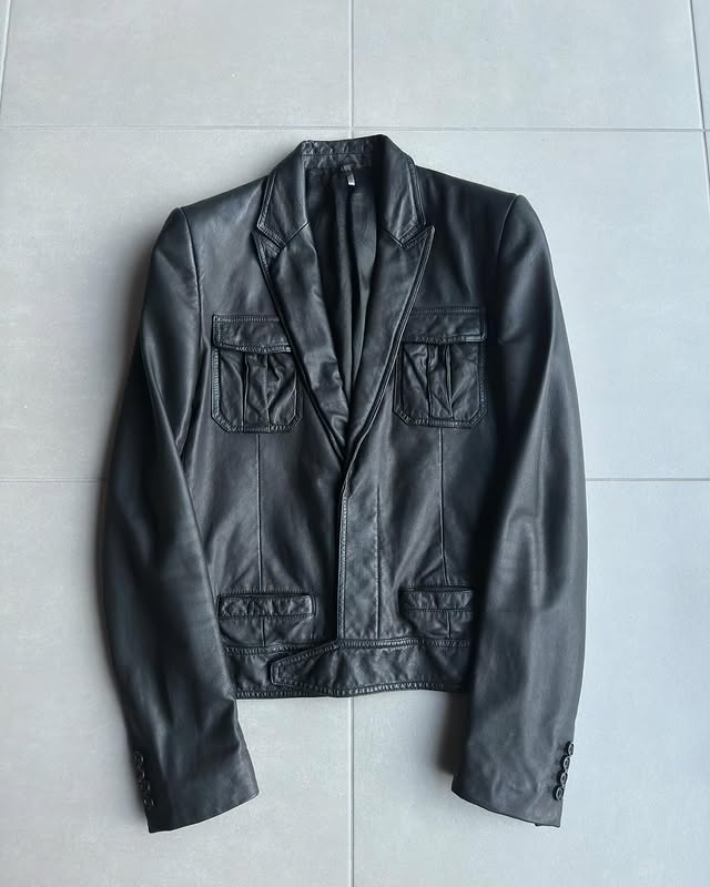 Dior Homme SS05 peak lapel leather jacket