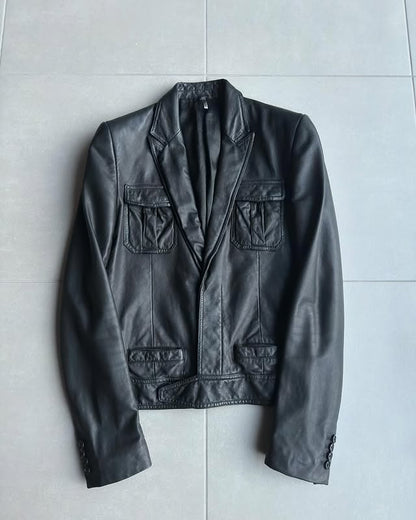 Dior Homme SS05 peak lapel leather jacket
