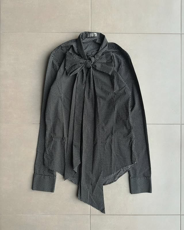 Dior Homme AW05 “In the morning” silk polka dot Pussybow shirt