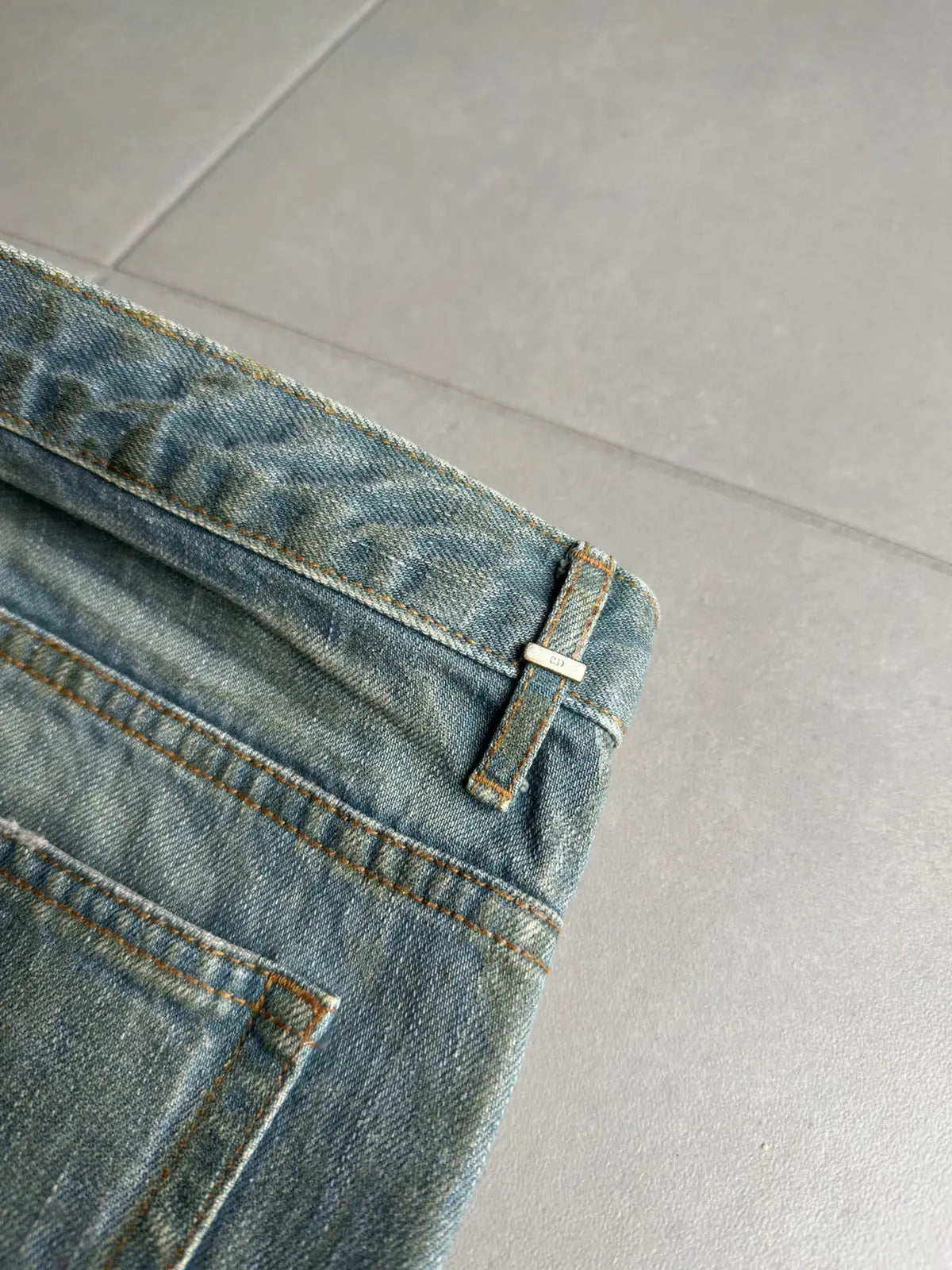 Dior Homme SS04 “Strip” waxed bleu claire clawmark denim