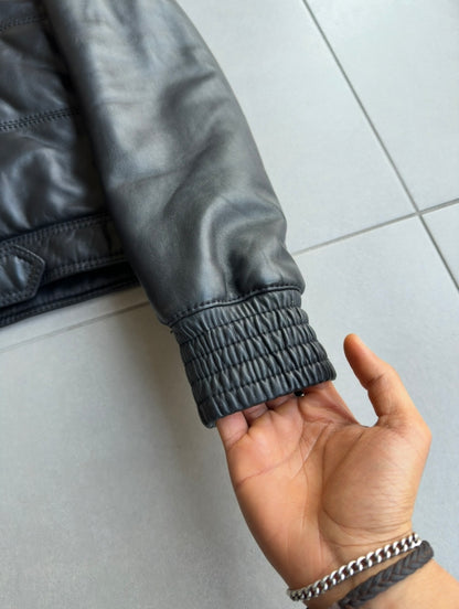 Dior Homme AW04 fur hooded leather jacket