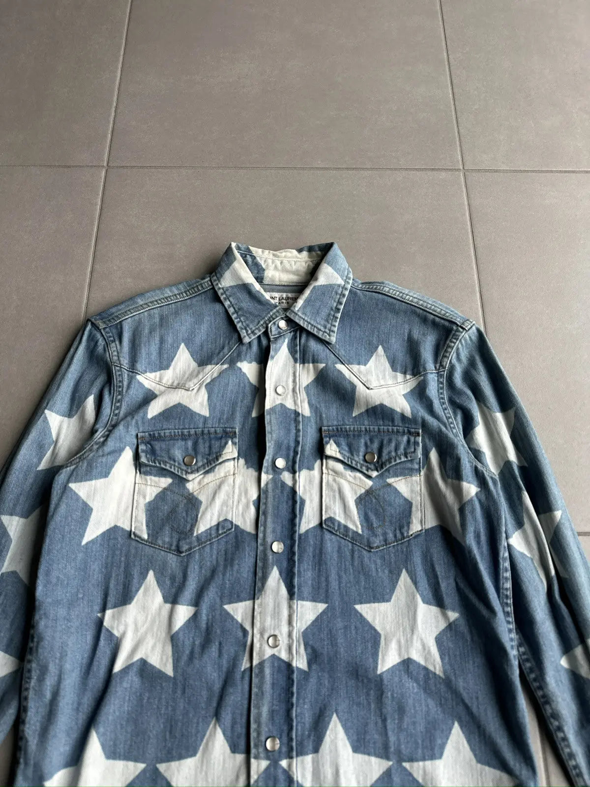 サンローラン パリ SS17 スタープリント デニム ボタンアップ