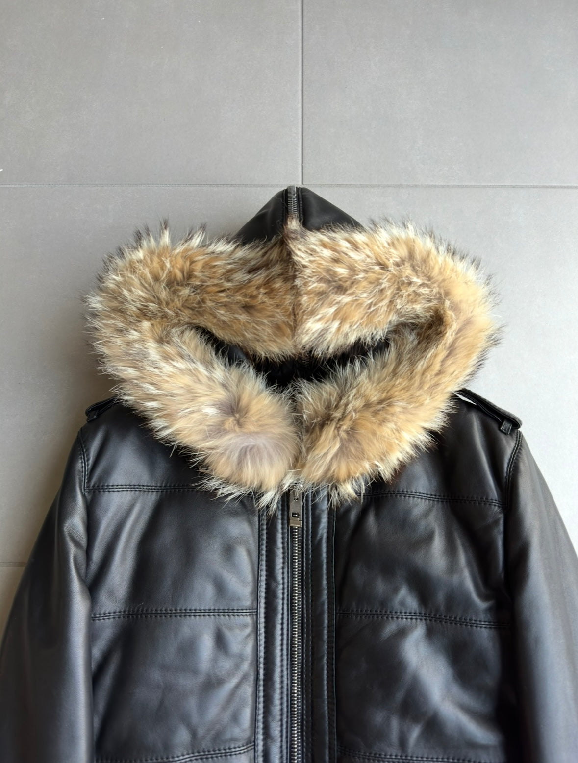 Dior Homme AW04 fur hooded leather jacket