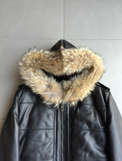 Dior Homme AW04 fur hooded leather jacket