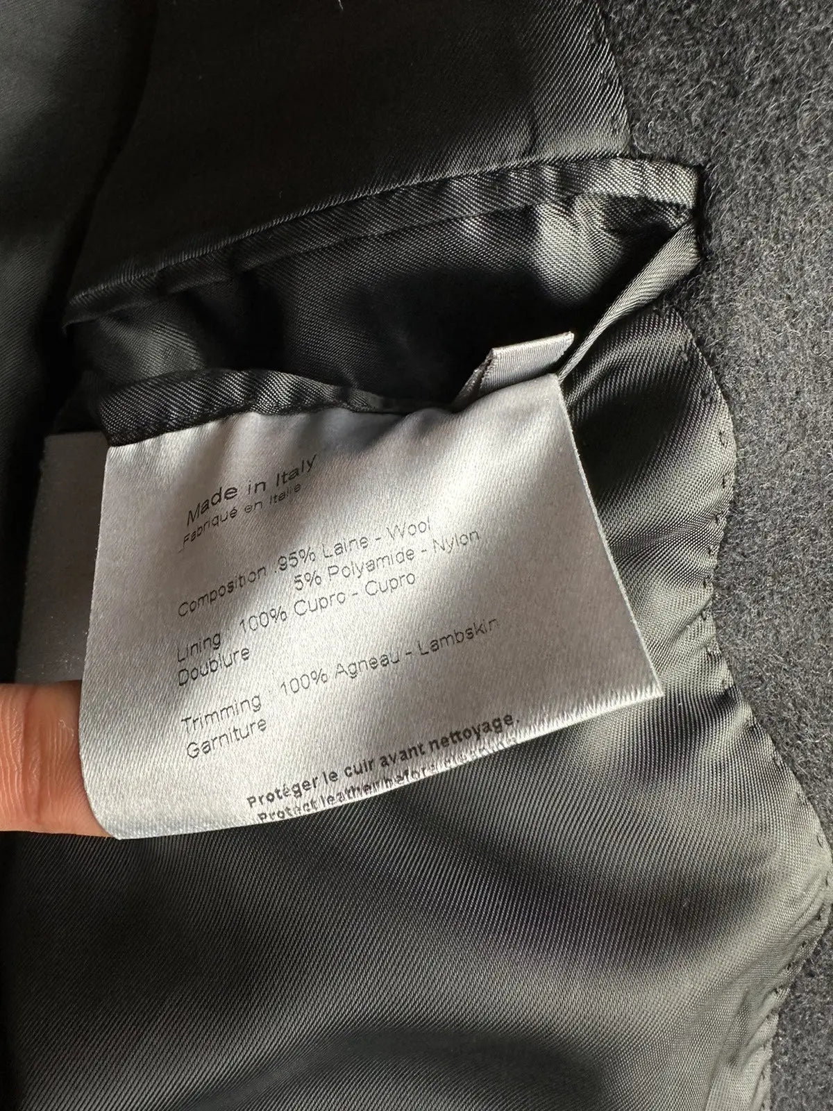 Dior homme AW02 “reflexion” lamb-skin collar lined long coat