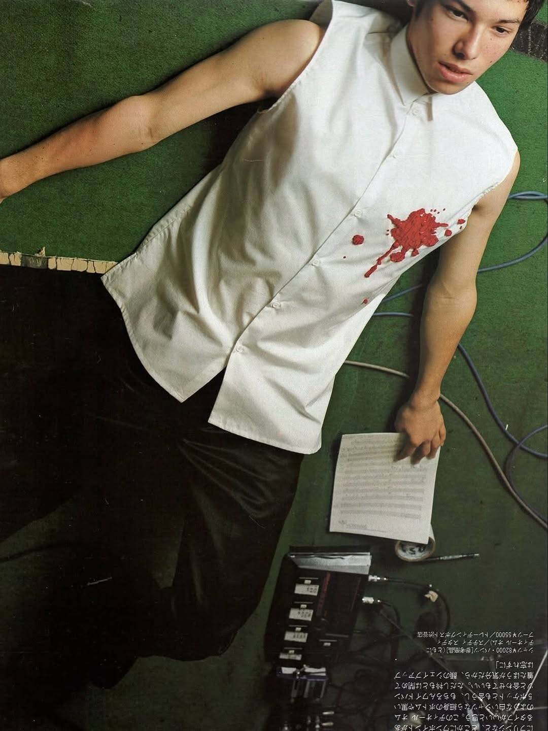 Dior Homme SS02 "Red/Boys don't cry' Bloodwound button up shirt