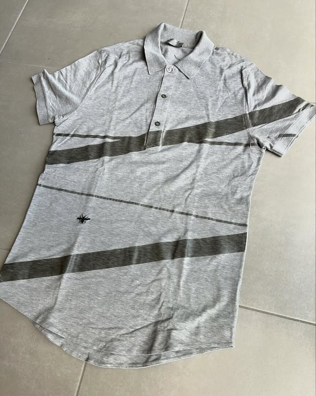Dior Homme SS04 “strip” wax striped polo shirt