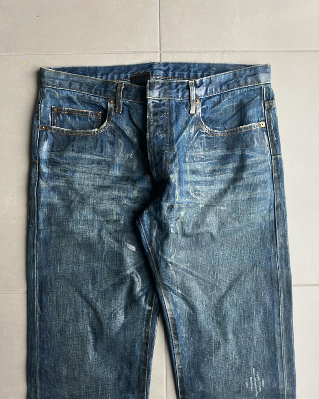 Dior Homme AW03 “Luster” waxed clawmark jeans