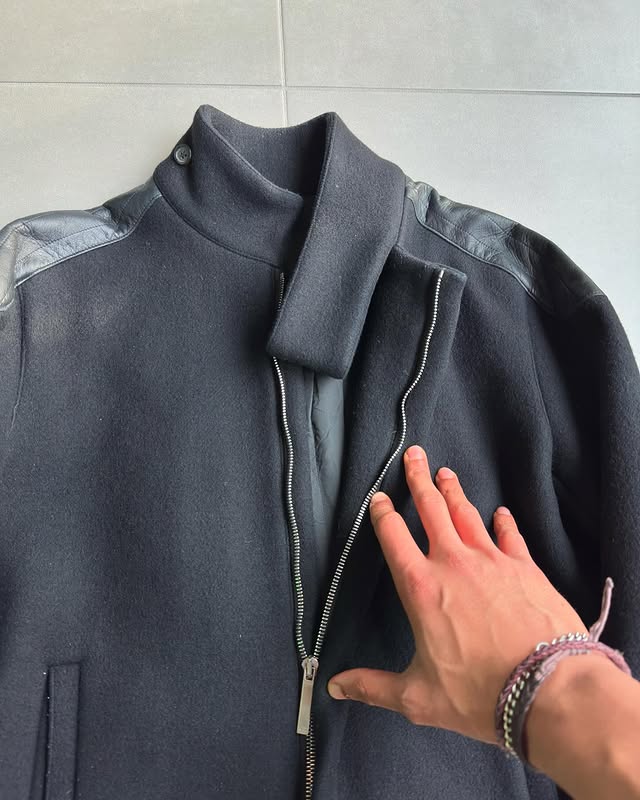 Dior Homme AW02 “Reflexion” cafe racer wool/angora jacket