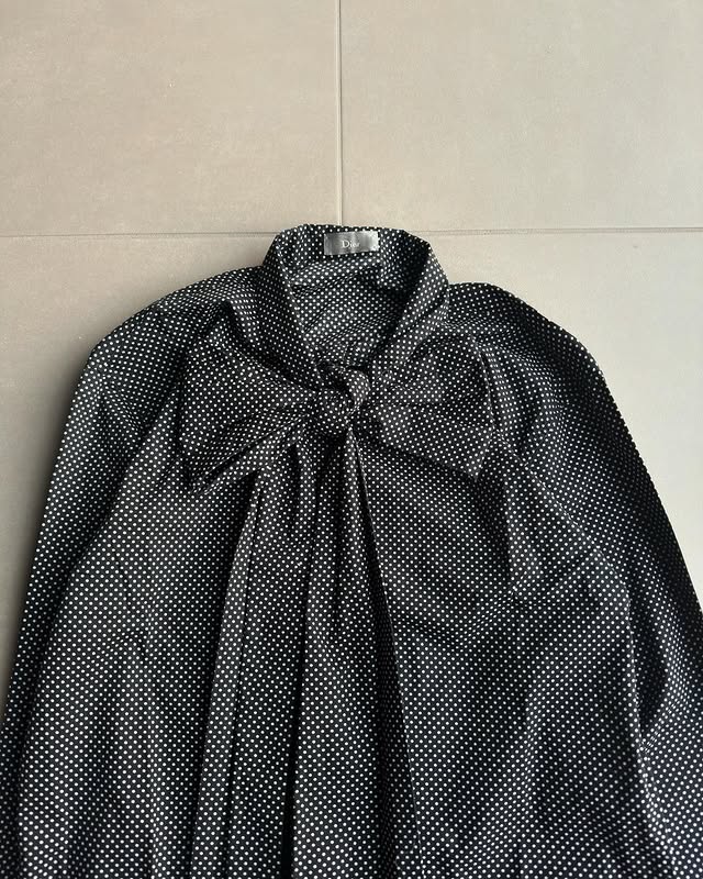 Dior Homme AW05 “In the morning” silk polka dot Pussybow shirt