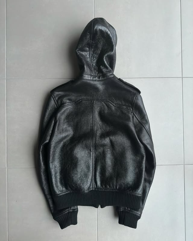 Dior Homme AW07 “navigate” sheared hooded leather jacket