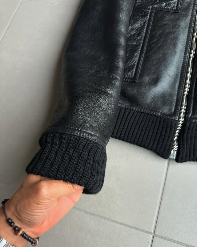 Dior Homme AW07 “navigate” sheared hooded leather jacket