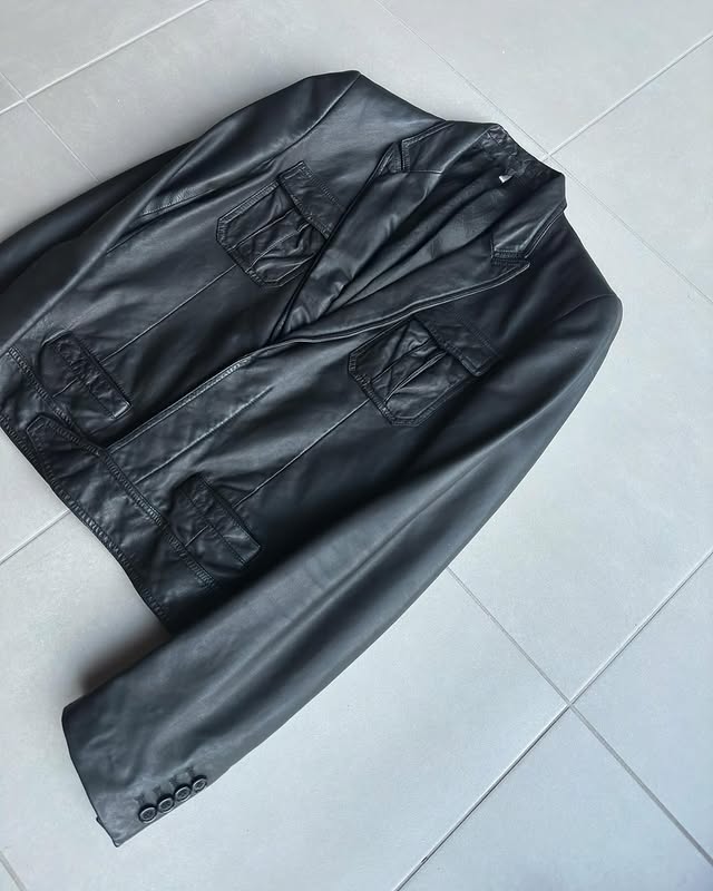 Dior Homme SS05 peak lapel leather jacket