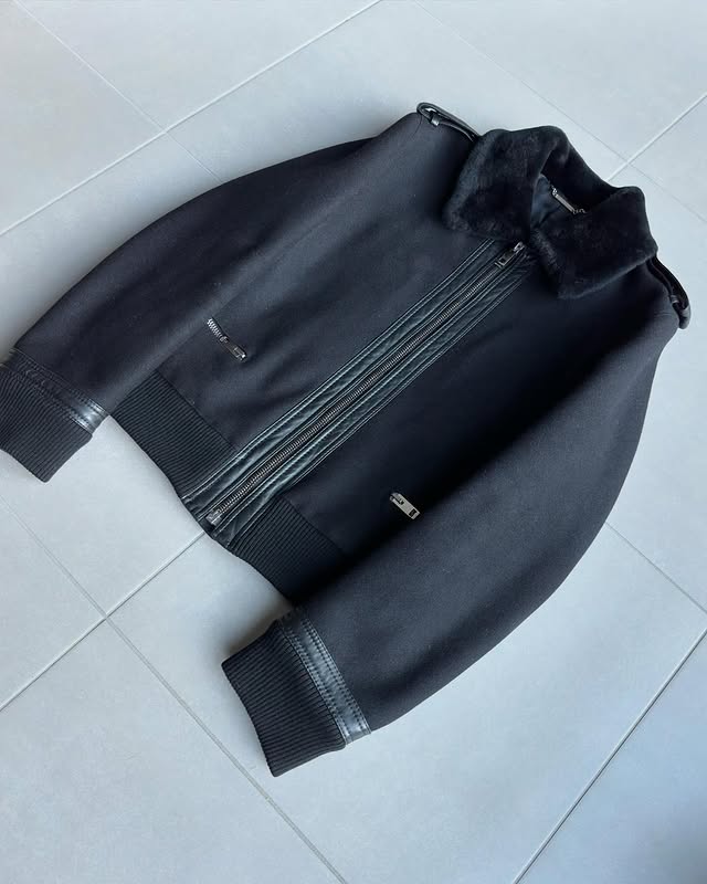 Dior Homme AW04 “VOTC” Shearling collar wool aviator jacket