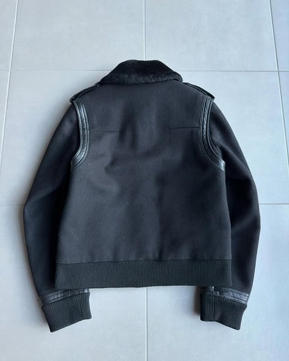 Dior Homme AW04 “VOTC” Shearling collar wool aviator jacket