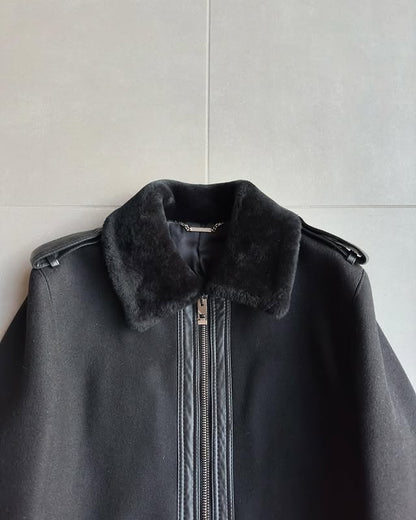 Dior Homme AW04 “VOTC” Shearling collar wool aviator jacket