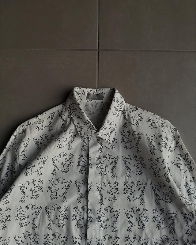 Dior Homme AW02 “reflexion” griffin print long sleeve shirt