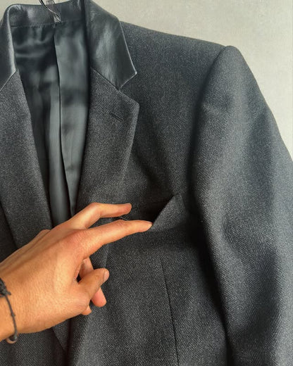 Dior Homme AW01 “Solitaire” leather collar blazer