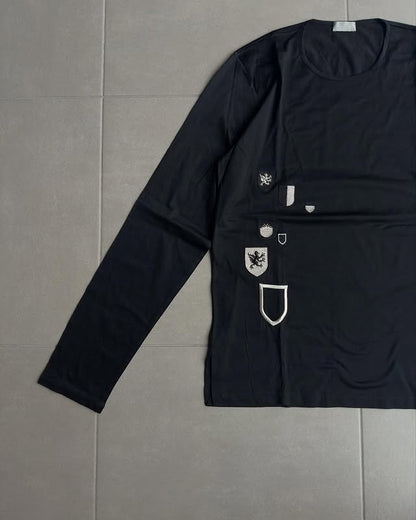 Dior homme AW02 “reflexion” embroidered crest long-sleeve shirt