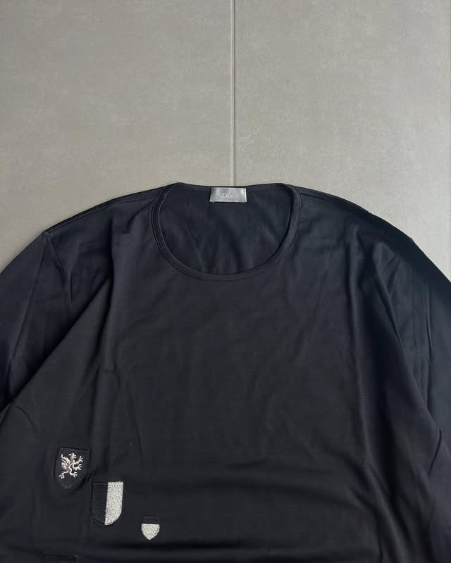 Dior homme AW02 “reflexion” embroidered crest long-sleeve shirt