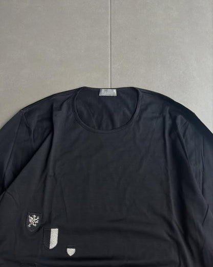 Dior homme AW02 “reflexion” embroidered crest long-sleeve shirt