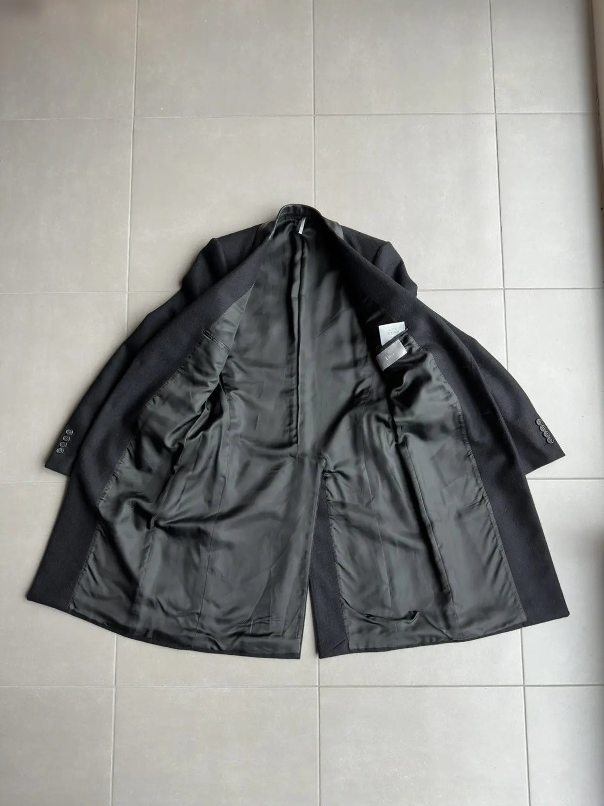 Dior homme AW02 “reflexion” lamb-skin collar lined long coat