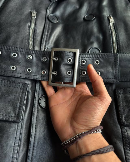 Dior Homme AW07 “Navigate” Double breasted shiny leather jacket