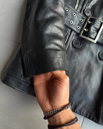 Dior Homme AW07 “Navigate” Double breasted shiny leather jacket