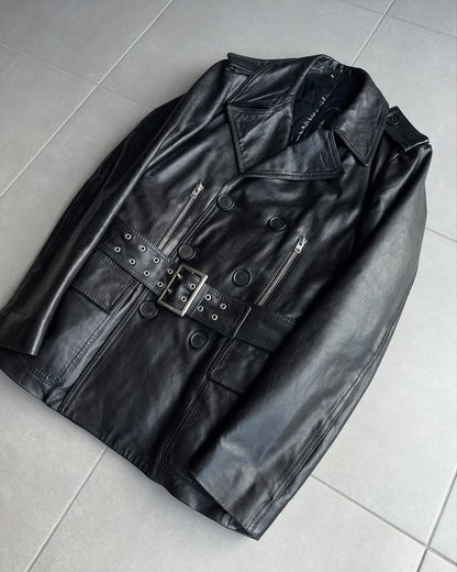 Dior Homme AW07 “Navigate” Double breasted shiny leather jacket
