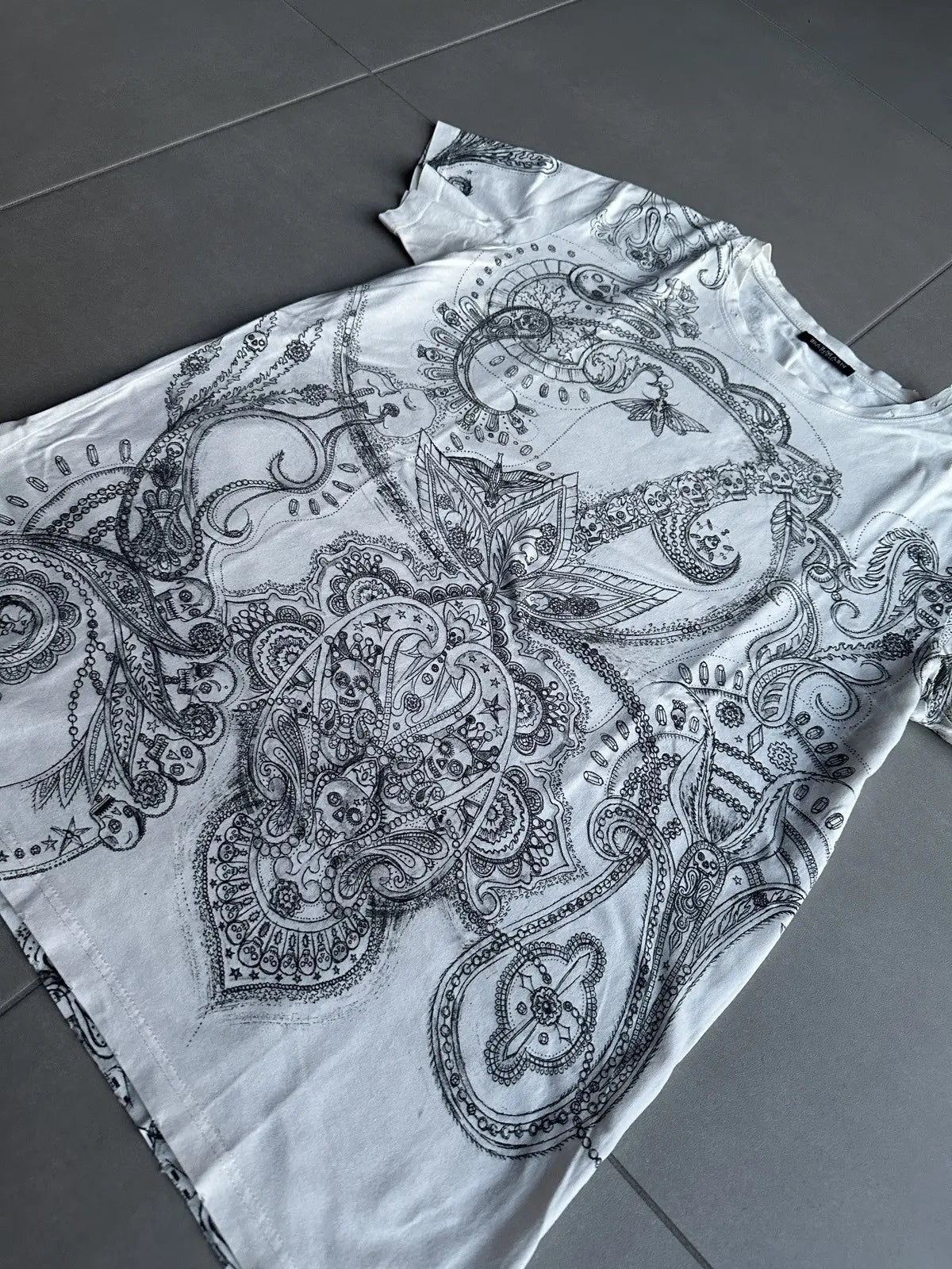 Balmain Homme AW09 distressed paisley print T-shirt