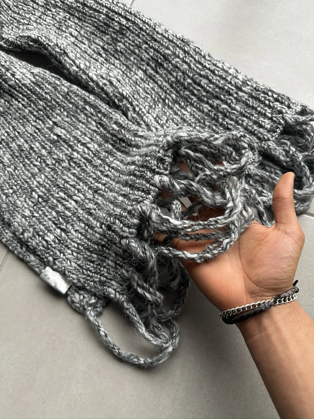 Dior Homme AW07 “Navigate” Alpaca blend big fringe shawl