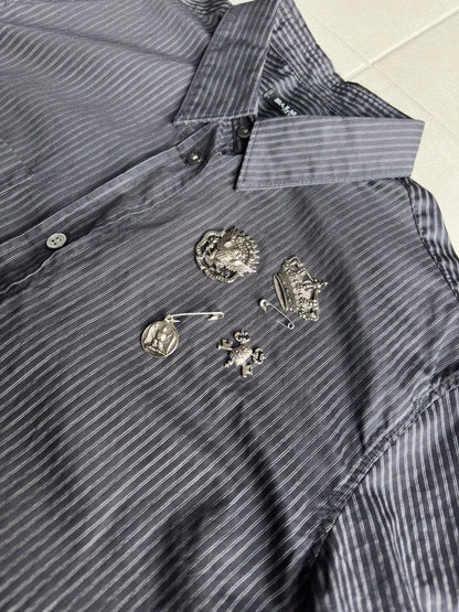 Balmain SS11 pinstripe short sleeve button up