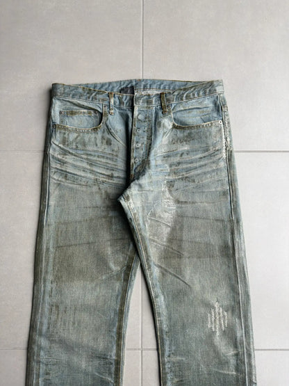 Dior Homme SS04 “Strip” waxed bleu claire clawmark denim