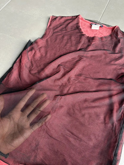 Raf Simons SS1998 “Black Palms” Double Layered mesh tank top