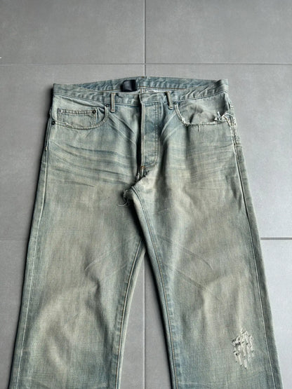 Dior Homme SS04 “Strip” washed ice bleu claire denim