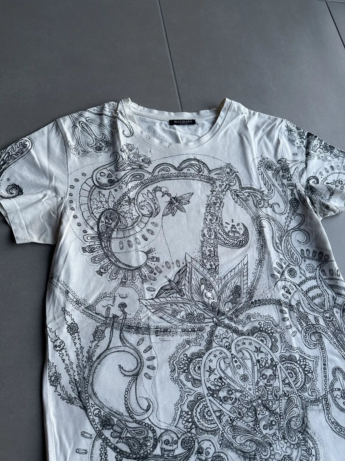 Balmain Homme AW09 distressed paisley print T-shirt