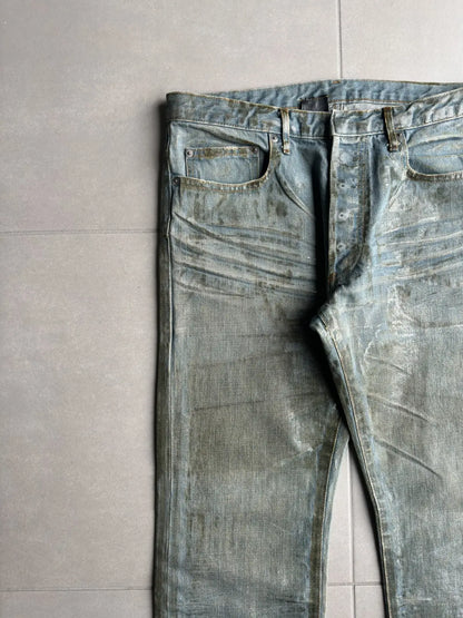 Dior Homme SS04 “Strip” waxed bleu claire clawmark denim