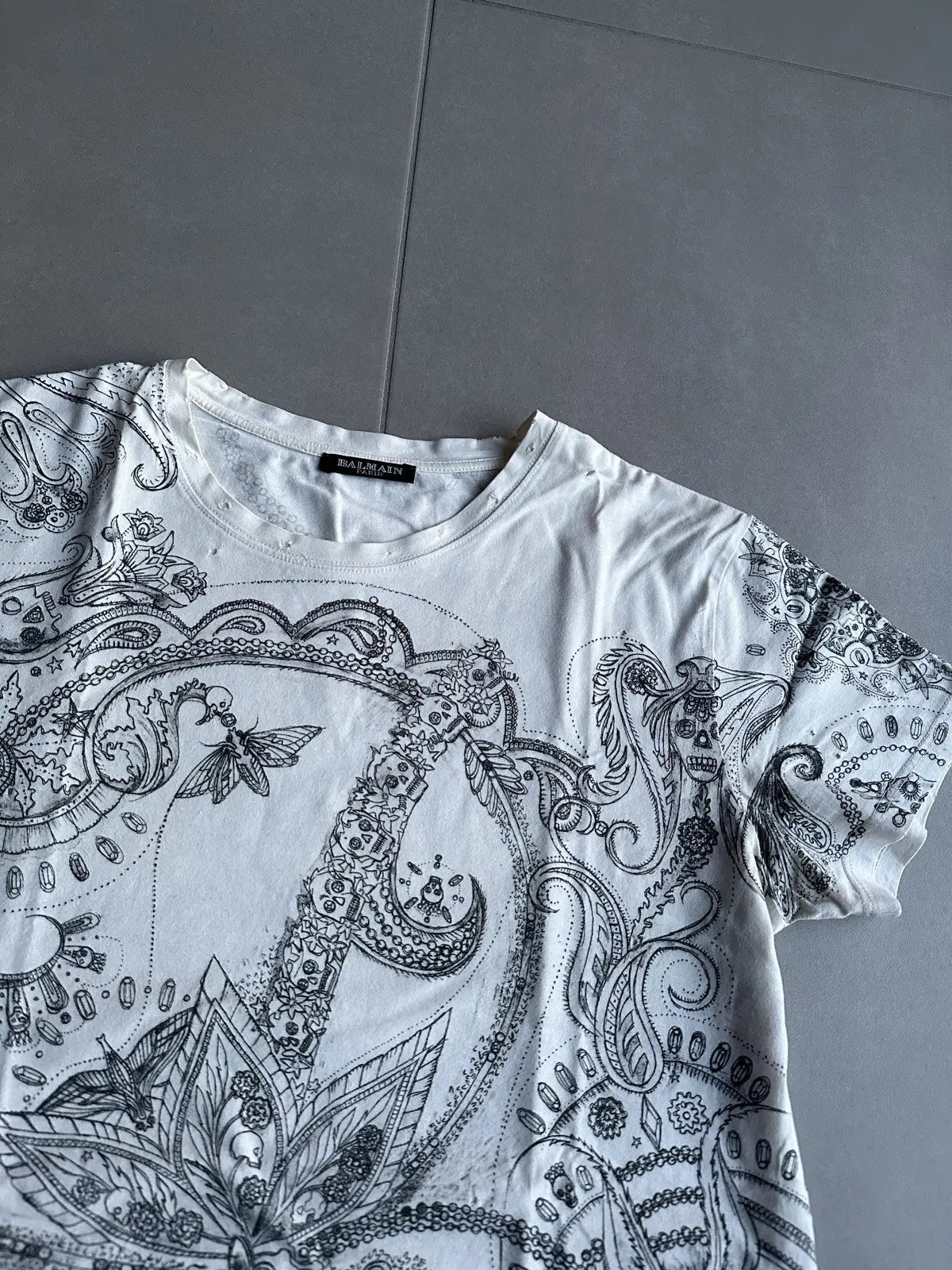 Balmain Homme AW09 distressed paisley print T-shirt