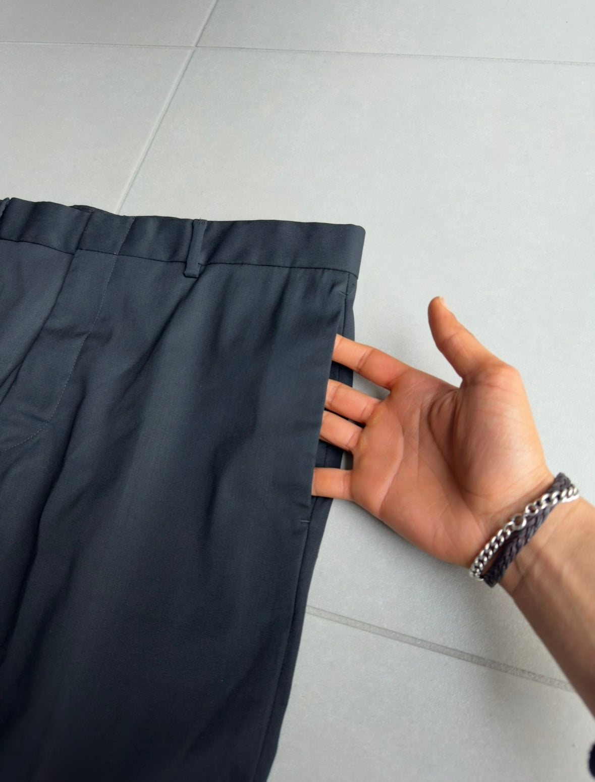 Dior Homme SS04 "strip" shiny wool trousers